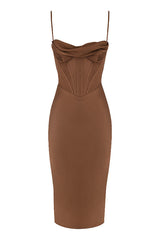 Sapphire  Satin Cowl Neck Underwire Busiter corset midi desress - green