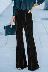 Street Elegant Boot Cut Mid Waist Speaker Bottoms(3 Colors)