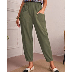 Cotton and Linen Elastic Waist Pockets and Leggings