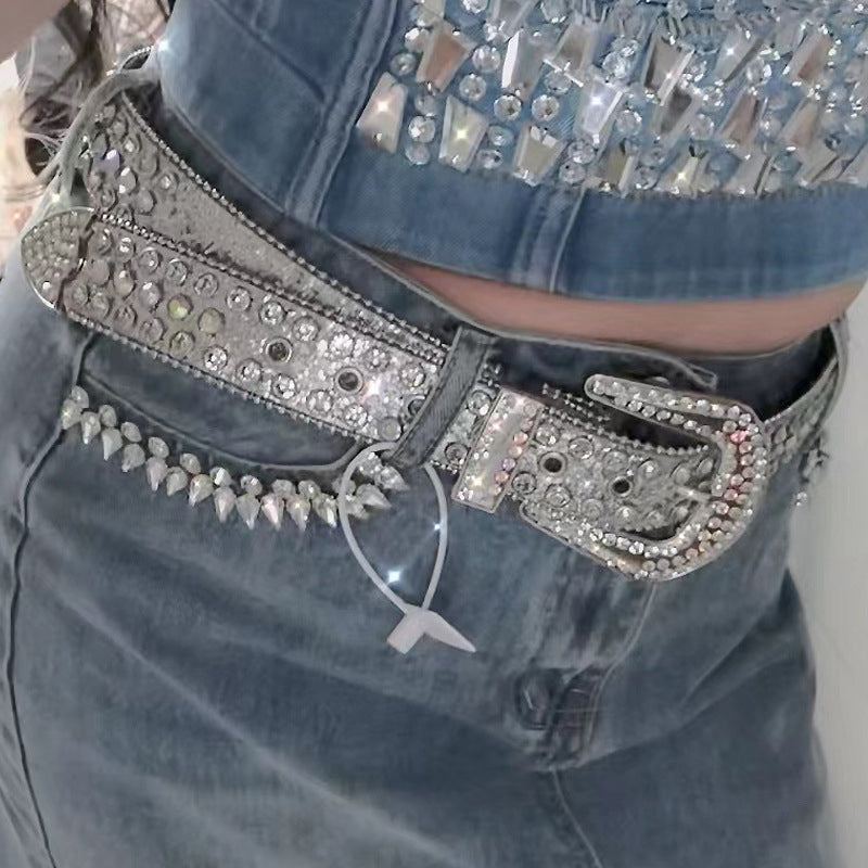 Sweet Solid Sequined Rhinestone Belts
