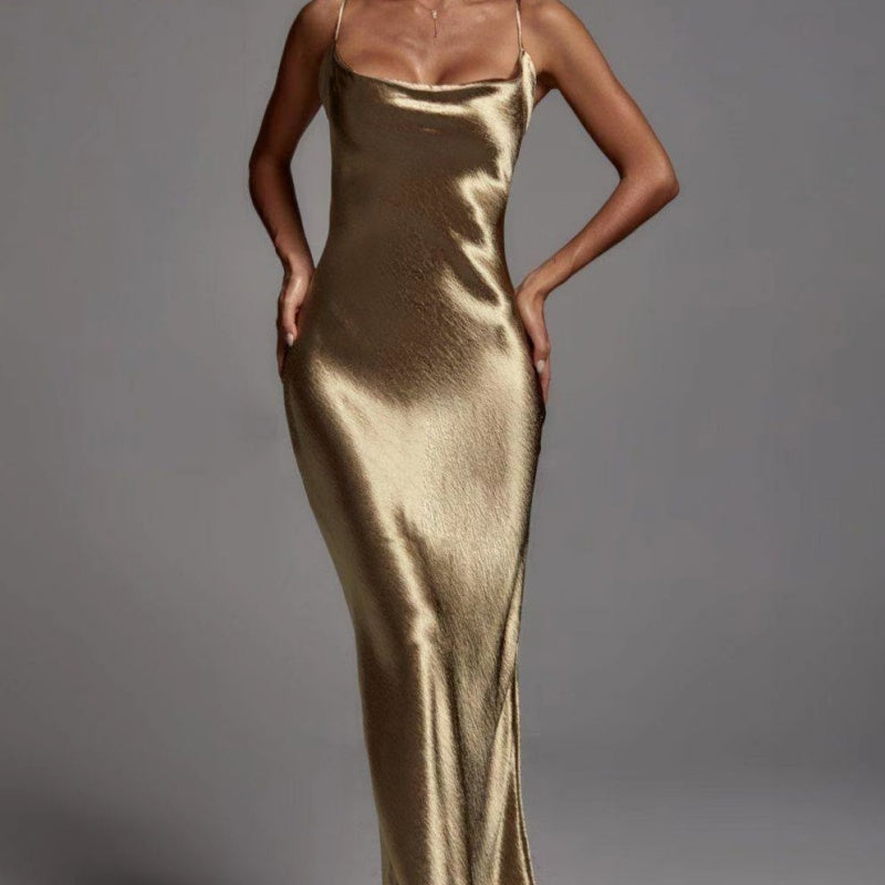 Nova - Backless Satin Slip Maxi Dress