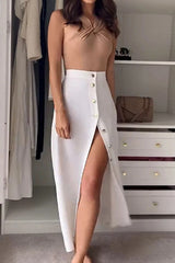 Casual Buckle Halter Sleeveless Two Pieces