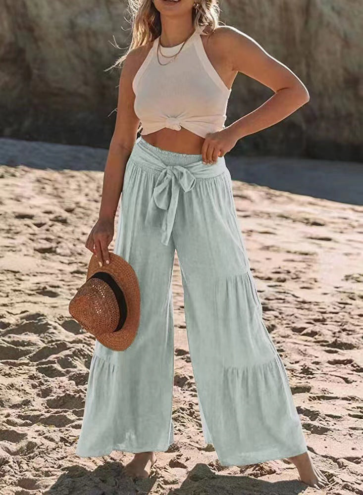 Women's High Waist Folded Wide Leg Pants