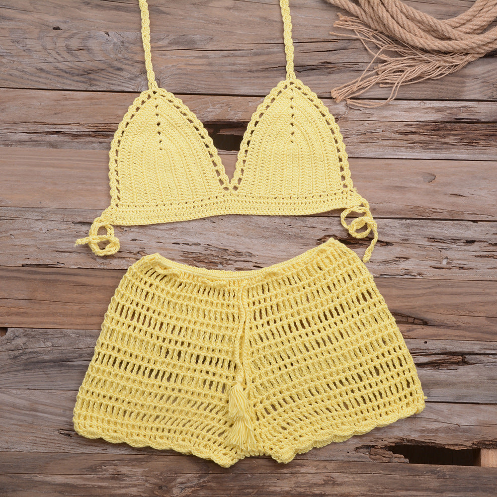 Sexy Hollow Out Cutout Top and Boyshorts Swimsuit