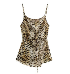 Women's Leopard Print Suspender Trousers Suit