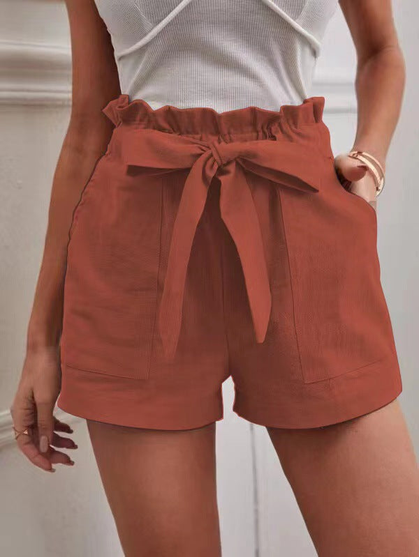 Linen pocket high waisted wide leg pants