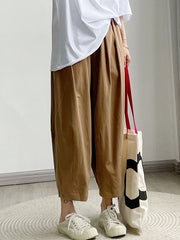 Elasticity Solid Color Loose Casual Pants Bottoms