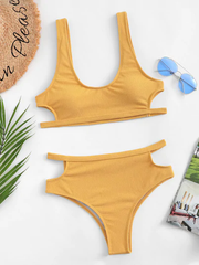 Fashion Women Yellow Padding Bikini Set