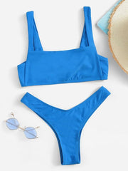 Fashion Blue Braided High Leg Bikini Set