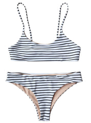 Striped Cami Bralette Bikini Set Sexy Low Waisted