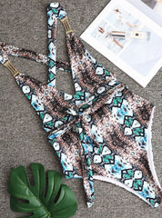Sexy Snake Print Strap One-piece Swimsuit