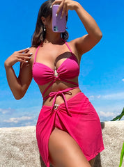 Love Heart Jewelry Three-piece Swimsuit Bikini