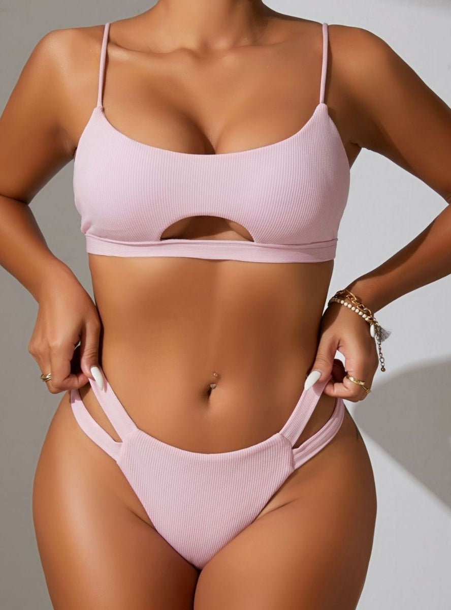 Solid Color Sexy Hollow Bikini