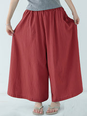 Casual 11 Colors  Solid Column Wide Leg Capri-Pants