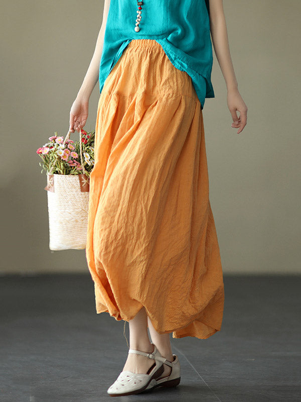 Casual Solid Color Empire A-Line Skirt
