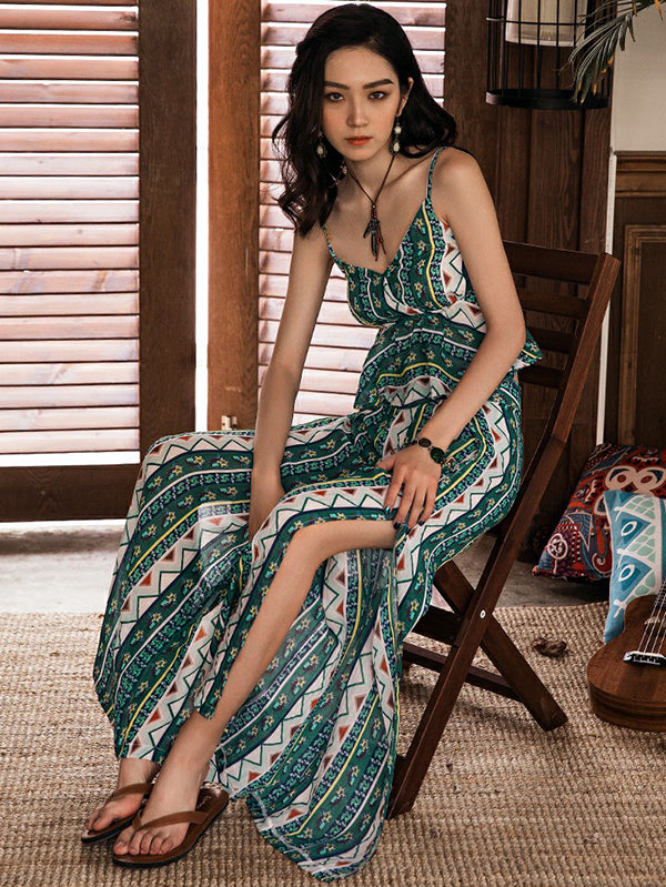 Casual Loose High Waisted Floral Printed Wide Leg Pants Bottoms