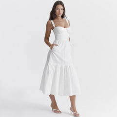 Delilah Linen Suspender Midi Dress