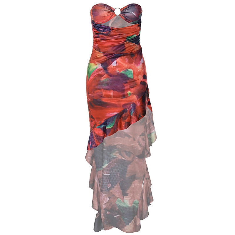 NAYA - RUFFLE  RUCHED  CUT OUT MIDI DRESS