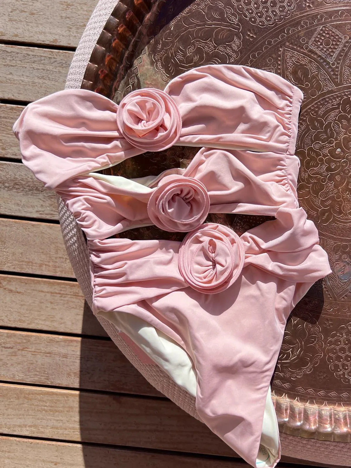 Flower Bikini Women Sexys Girls Hollow Out Slim Swimwear Women's Beach Holiday Off The Shoulders Sexy Bodysuit Lingerie