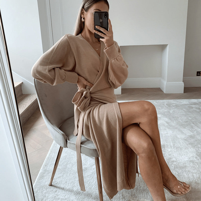 Amelia Oversized Batwing Sweater Midi Dress<br>