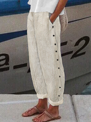 Women's Striped Casual Buttoned Pants.