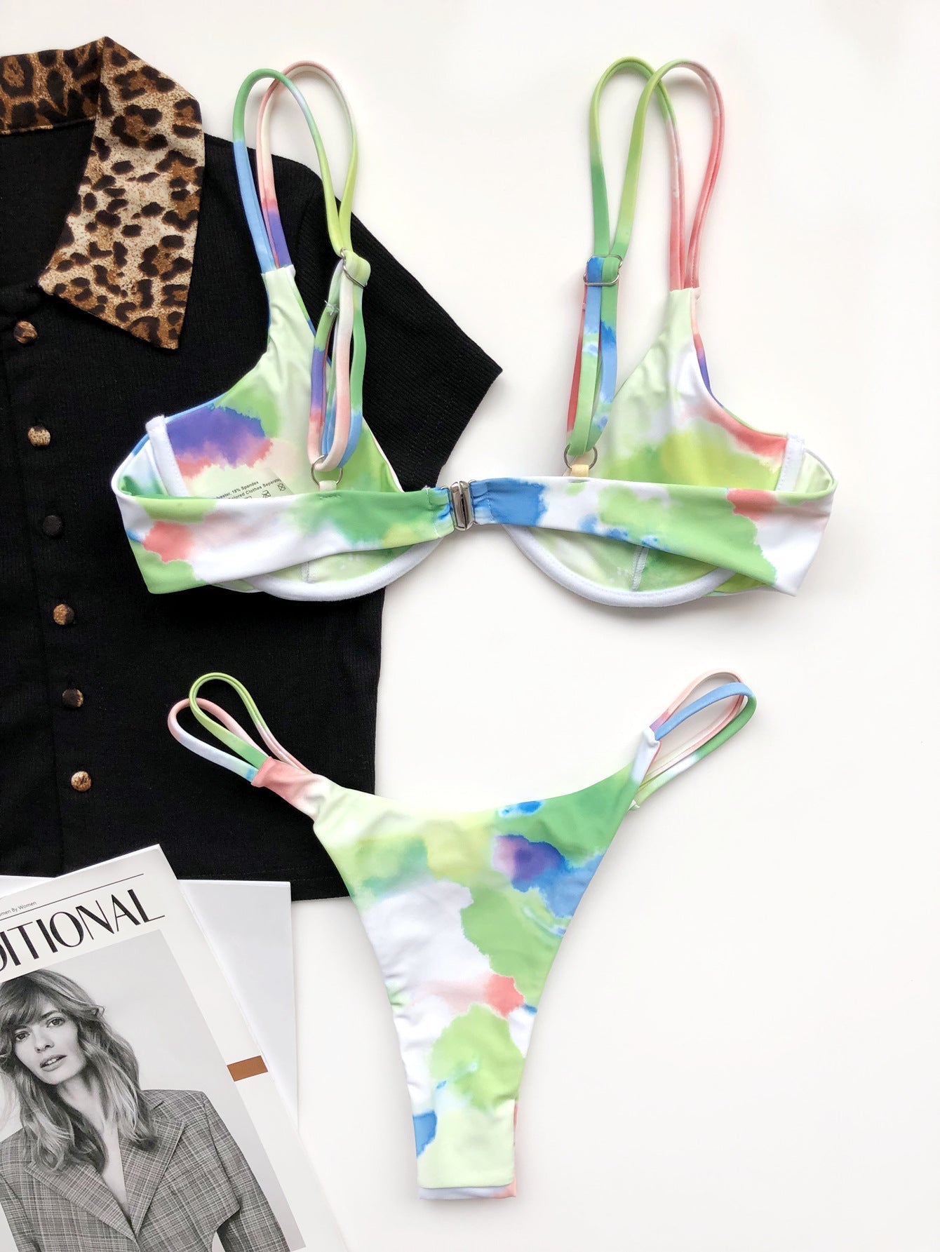 Printed Double-Sided Underwire One-Piece Swimsuit