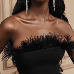 Valletta Feather Strapless Wrap dress