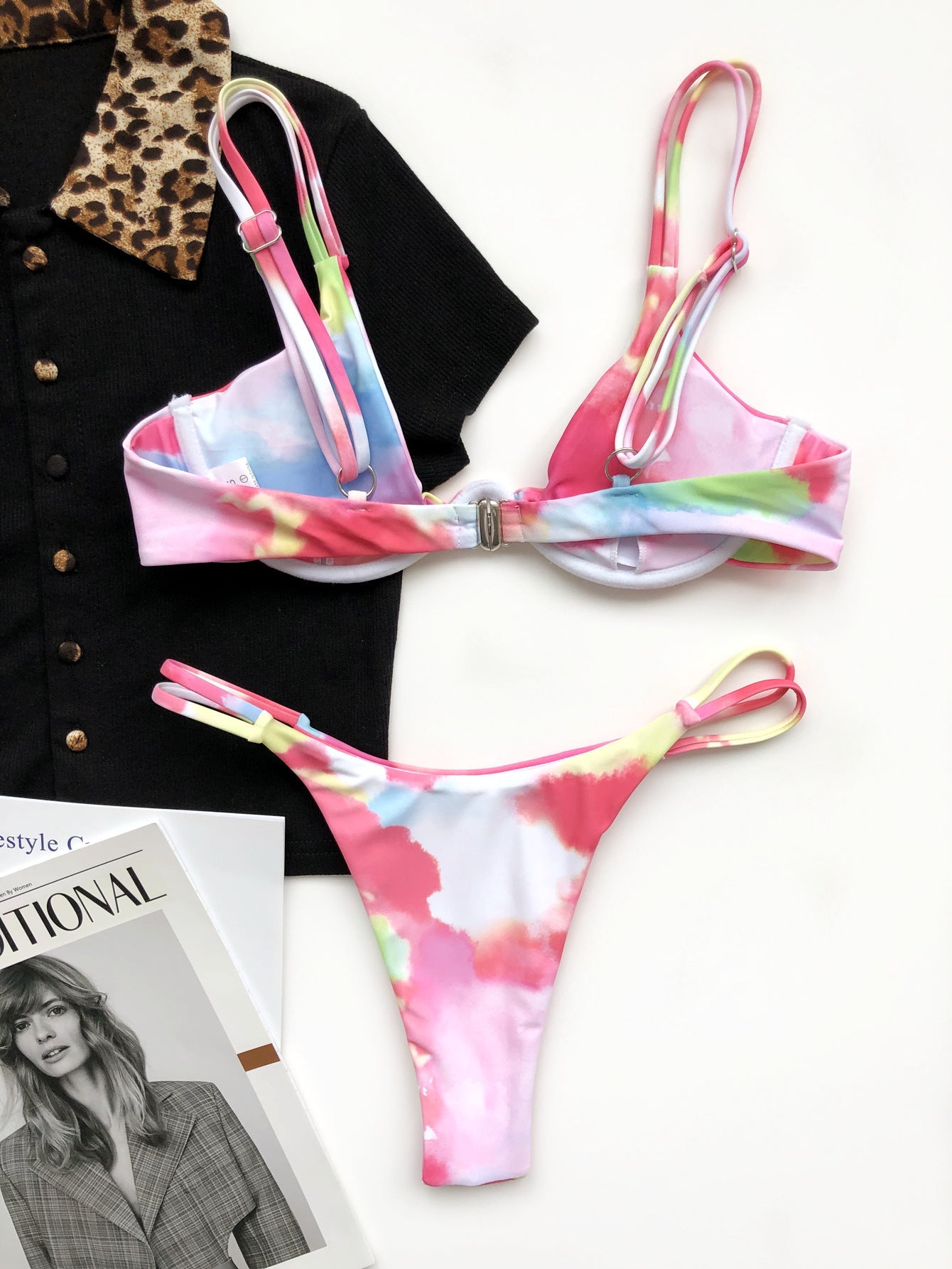 Printed Double-Sided Underwire One-Piece Swimsuit