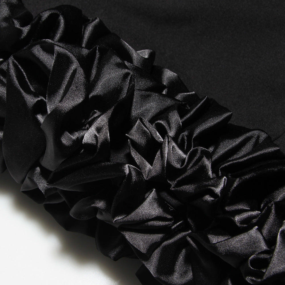 Black Ruffle Slip Dress