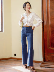 Vacation Loose High Waisted Solid Color Jean Pants Bottoms
