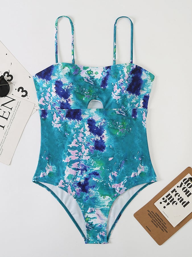 Printed Open Back Cut-out One Piece Swimsuit - ohitfits