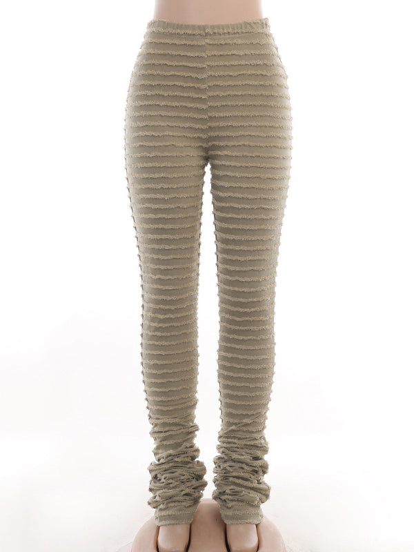 Split-Joint Striped High Waisted Skinny Leg Trousers Pants