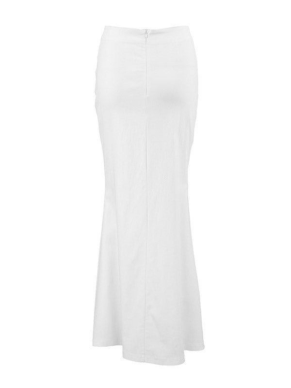 No Belt Solid Color Bodycon High Waisted Skirts Bottoms