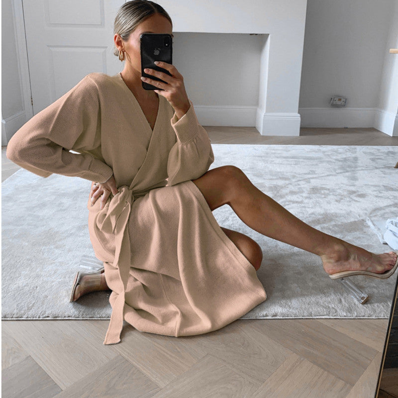 Amelia Oversized Batwing Sweater Midi Dress<br>