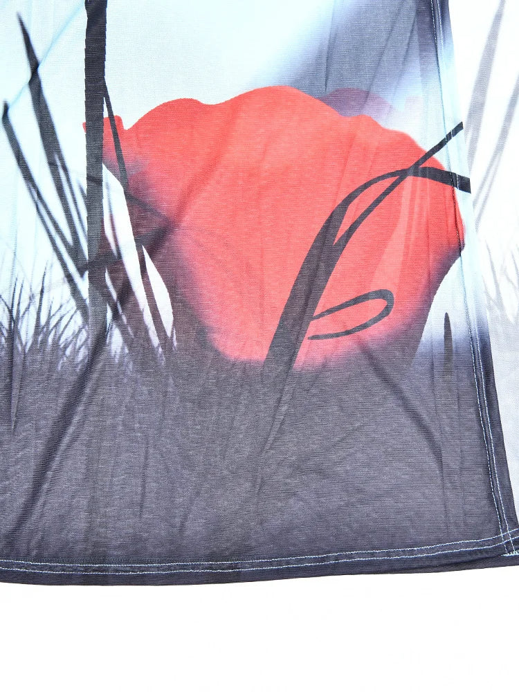 Esmée Tulip Print Mesh Maxi Gown