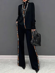 Contrast Color Pockets Loose Wide Leg Trousers Pants