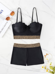Women's Sexy Metallic Color Block Beach Sexy Bikini