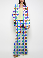 Pockets Printed Loose Wide Leg Trousers Suit Pants Pants