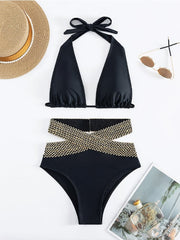 Women's Sexy Metallic Color Block Beach Sexy Bikini