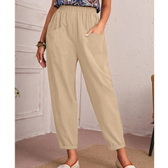 Cotton and Linen Elastic Waist Pockets and Leggings