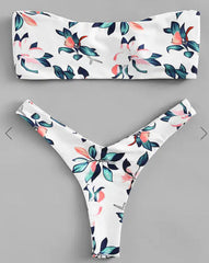 Pink Print Knot Flower Print Bikini Set