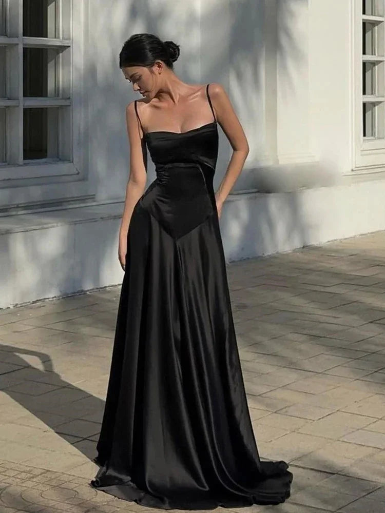 Adriana Suspender Backless Midi Dress
