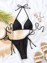 Triangle Cup Split Black Swimsuit