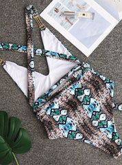 Sexy Snake Print Strap One-piece Swimsuit