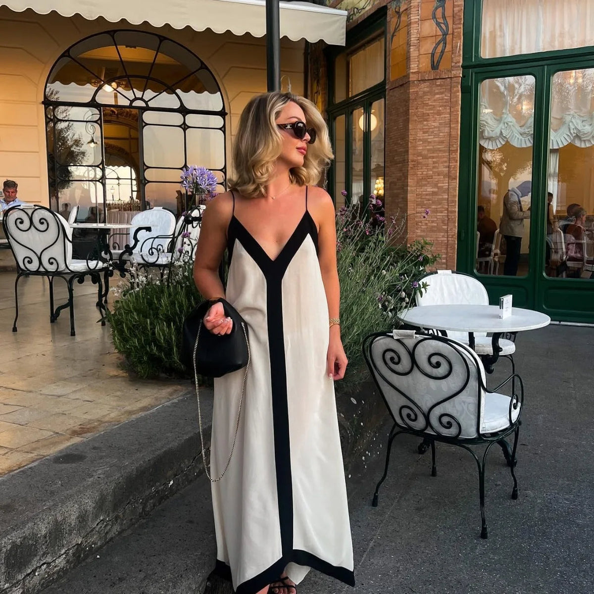 Venezia Two-Tone Backless Maxi Dress