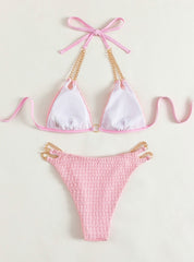 Women Chain Triangle Beach Swimsuit