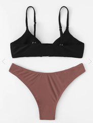 Fashion Two Tone High Cut Bikini Set
