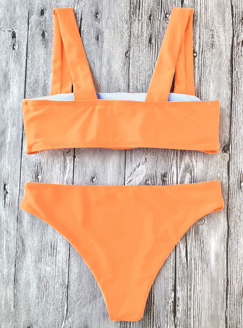 Bikini New Wide Straps Padded Bandeau Bikini Set