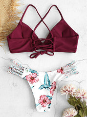 Women's Bikini Cut Flower Two Piece Swimsuit