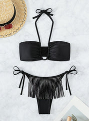 Fringed V-neck Halter Beach Bikini